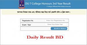 DU 7 College Honours 3rd Year Result